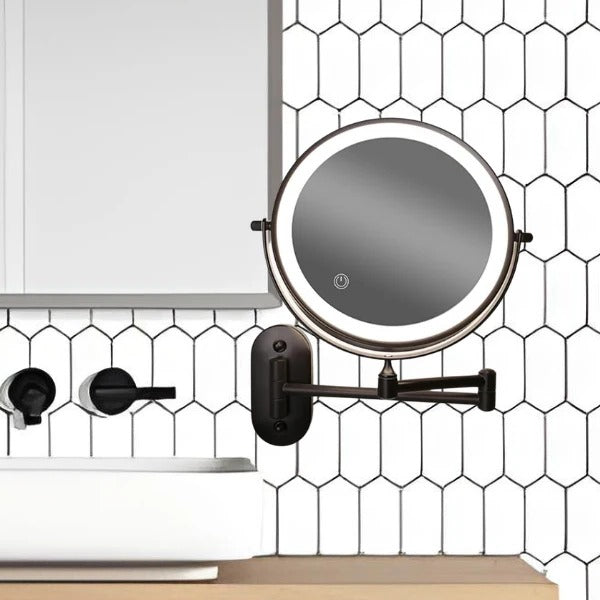 Wall Mount Magnifying Mirror with Dual 1x/3x Magnification and 3-Tone LED Lighting All Vera Mart