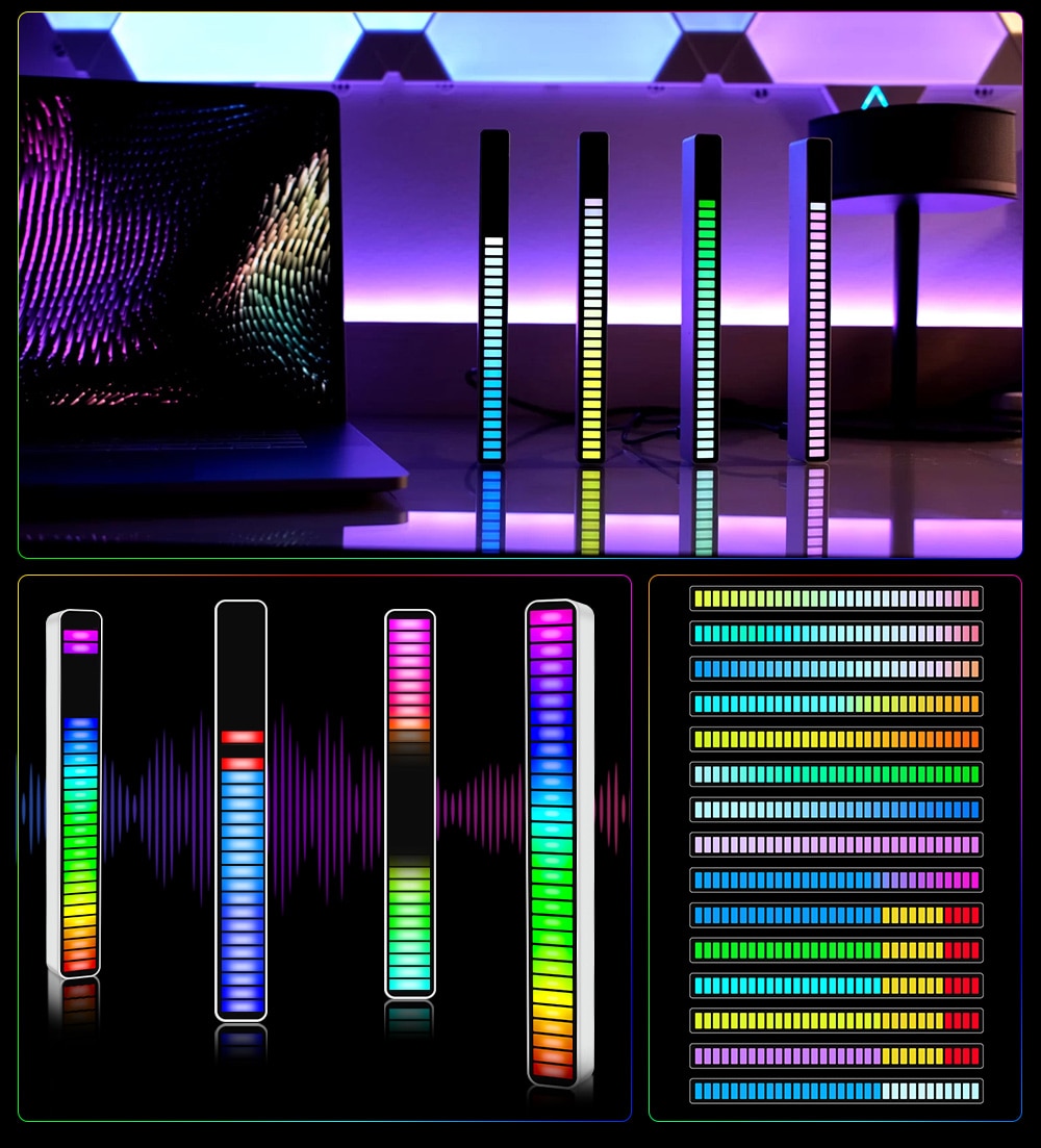 Sound Reactive RGB LED Light Bar with App Control and Music Sync All Vera Mart
