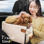 Small Pet Car Armrest Seat with Internal Safety Lanyard and Zippered Entry All Vera Mart
