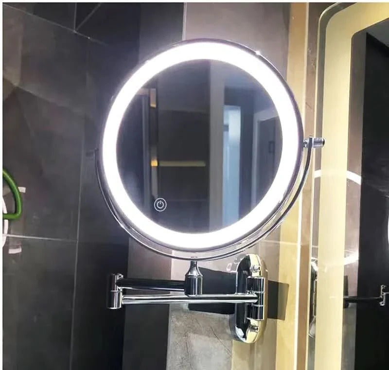 Wall Mount Magnifying Mirror with Dual 1x/3x Magnification and 3-Tone LED Lighting All Vera Mart