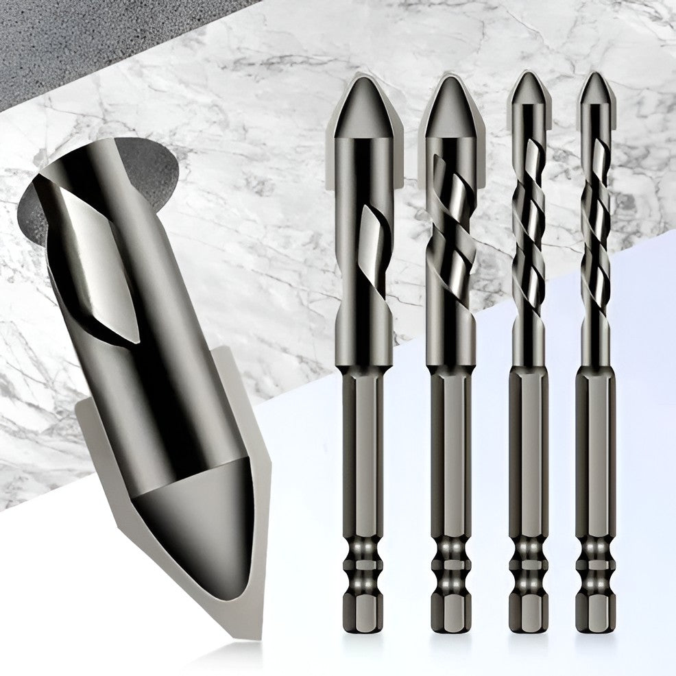 Curved Tip Drill Bit Set for Tile, Glass and Concrete with Hardened Steel All Vera Mart