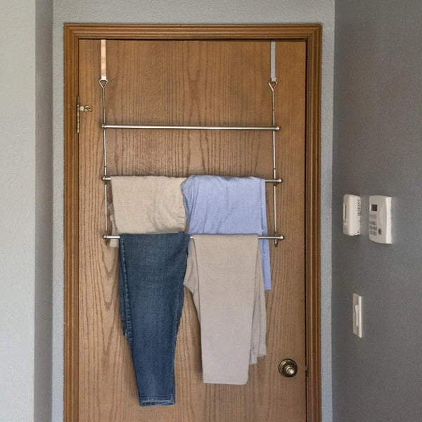 Metal Over Door Towel Rack with Four Bars and No-Drill Installation All Vera Mart