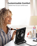 Compact Desk Fan with Three Speed Settings and 220 Degree Tilt All Vera Mart