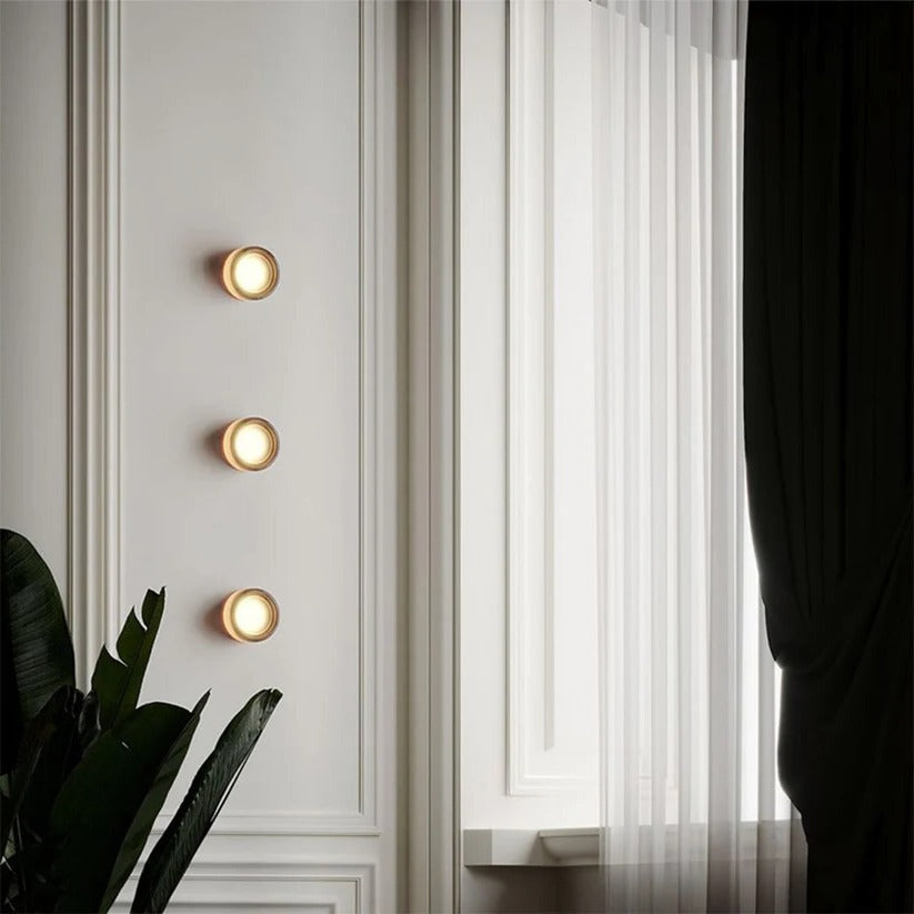 LED Wall Sconce with Dimpled Glass Diffuser and Three Color Modes All Vera Mart