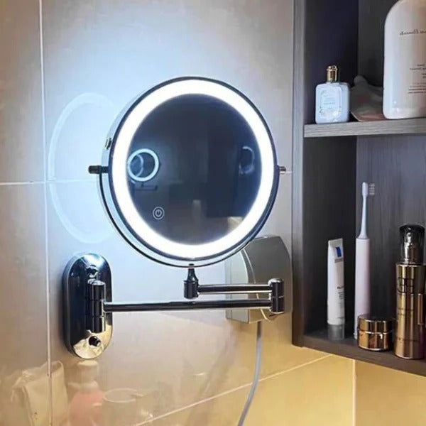 Wall Mount Magnifying Mirror with Dual 1x/3x Magnification and 3-Tone LED Lighting All Vera Mart