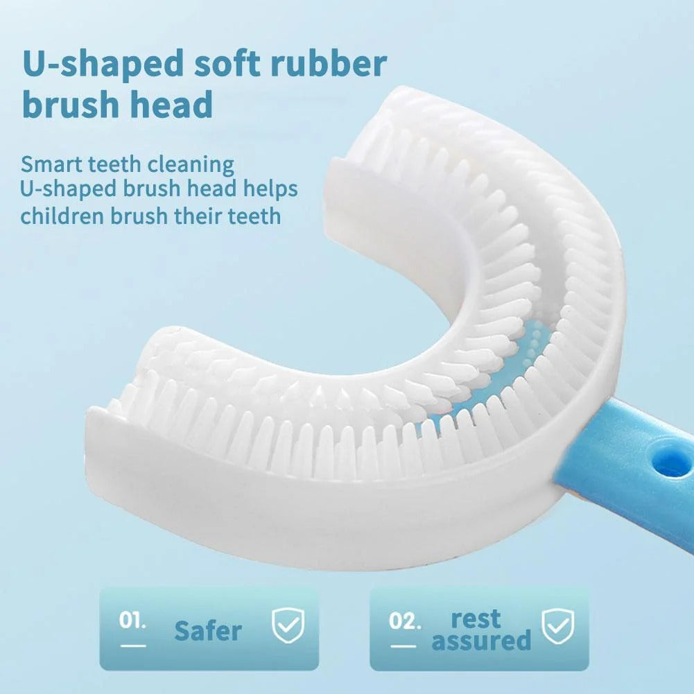 U-Shape Children's Toothbrush with Rounded Bristles and Non-Slip Handle for Ages 1-12 All Vera Mart