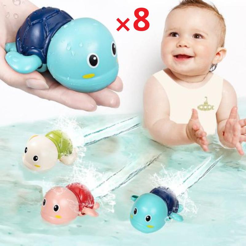 Wind-Up Swimming Turtle Bath Toy with Sealed Base and ABS Plastic Body All Vera Mart
