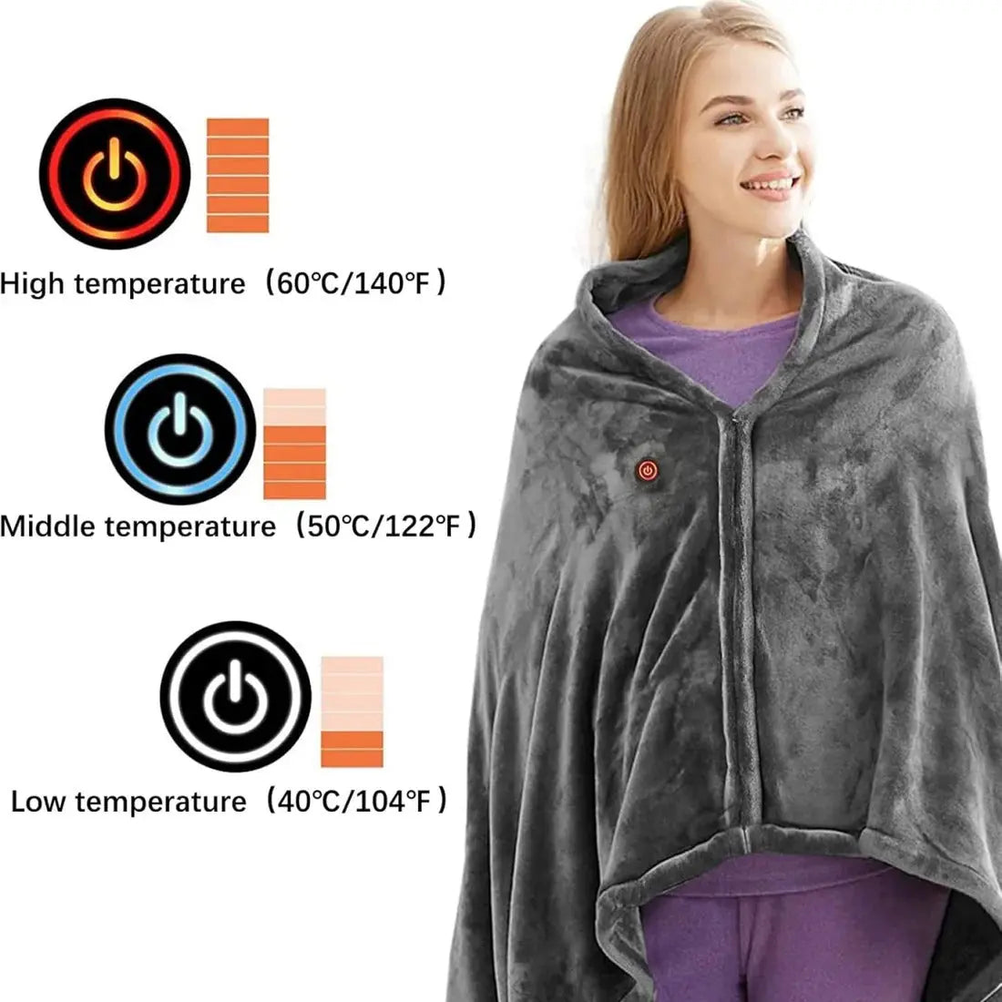 Heated Shawl with USB Power and Fast Heating, Removable Machine-Washable Cover All Vera Mart