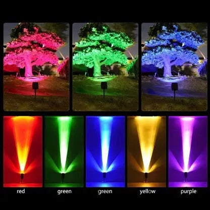 Solar LED Spot Light with Adjustable Zoom Lens, RGB and Warm White Modes, IP65 Waterproof All Vera Mart