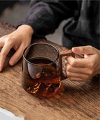 Clear Glass Cup with Wooden Handle and Wide Mouth Opening All Vera Mart