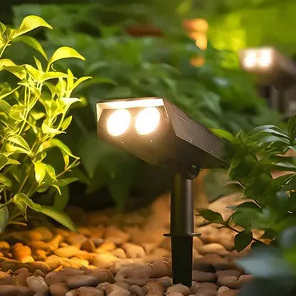 Solar LED Spot Light with Adjustable Zoom Lens, RGB and Warm White Modes, IP65 Waterproof All Vera Mart