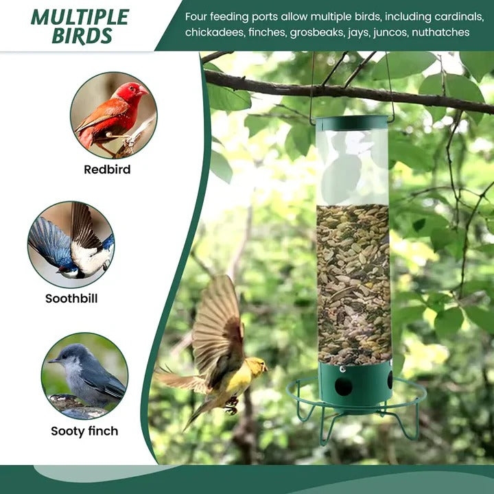 Spinning Perch Bird Feeder with Weight-Activated Squirrel Deterrent and Four Feeding Ports All Vera Mart