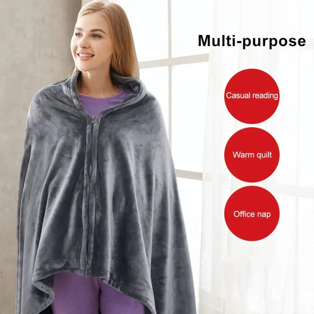 Heated Shawl with USB Power and Fast Heating, Removable Machine-Washable Cover All Vera Mart