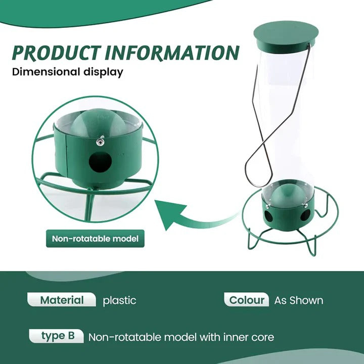 Spinning Perch Bird Feeder with Weight-Activated Squirrel Deterrent and Four Feeding Ports All Vera Mart