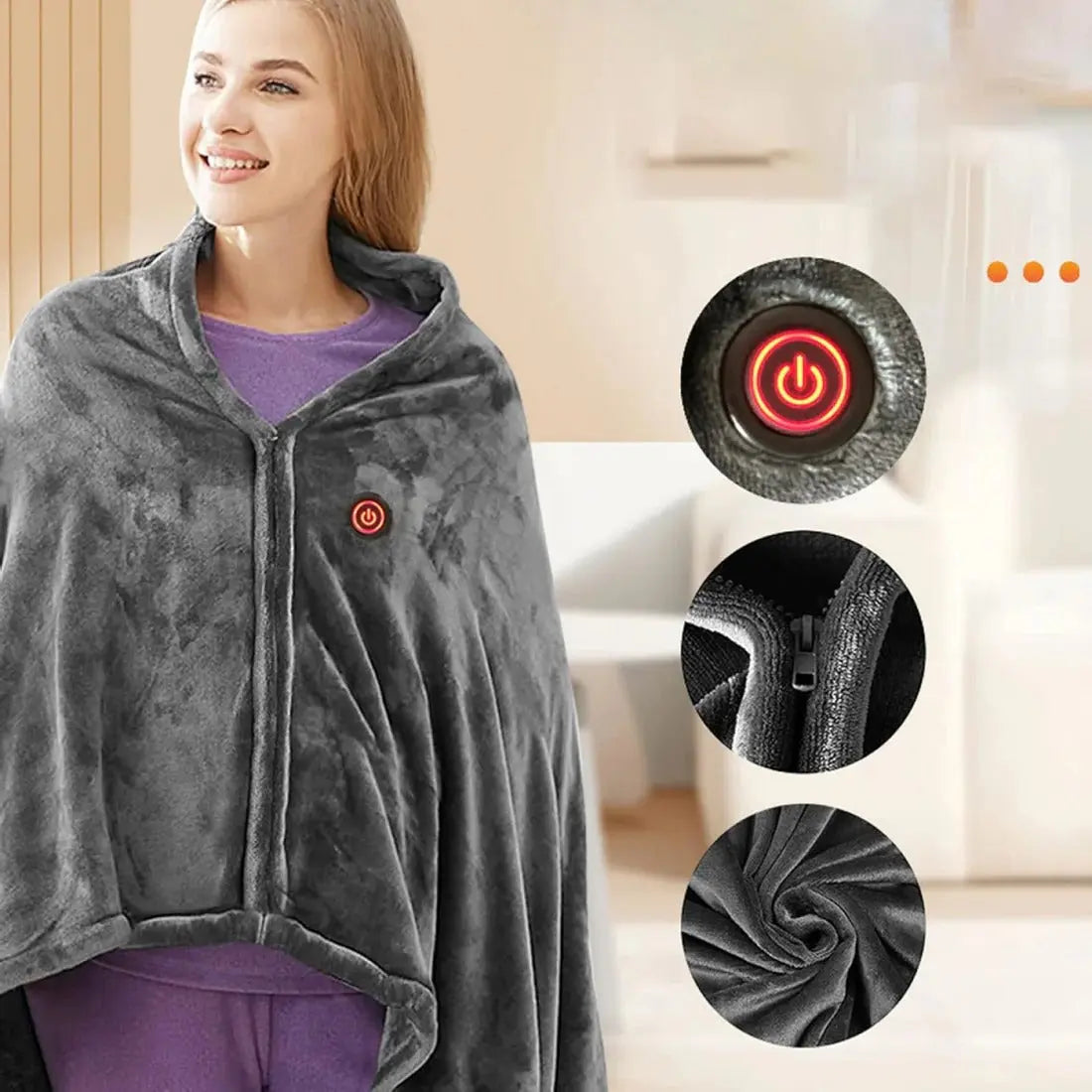 Heated Shawl with USB Power and Fast Heating, Removable Machine-Washable Cover All Vera Mart