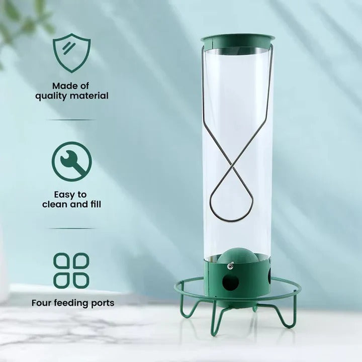 Spinning Perch Bird Feeder with Weight-Activated Squirrel Deterrent and Four Feeding Ports All Vera Mart