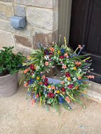 Decorative Wildflower Wreath with Layered Foliage and Built-In Hanging Loop, 19-22 Inches All Vera Mart