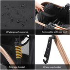 Foldable Pet Stroller with Detachable Transport Box and Spring Suspension Wheels All Vera Mart