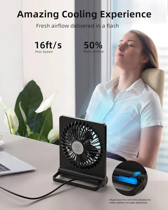 Compact Desk Fan with Three Speed Settings and 220 Degree Tilt All Vera Mart