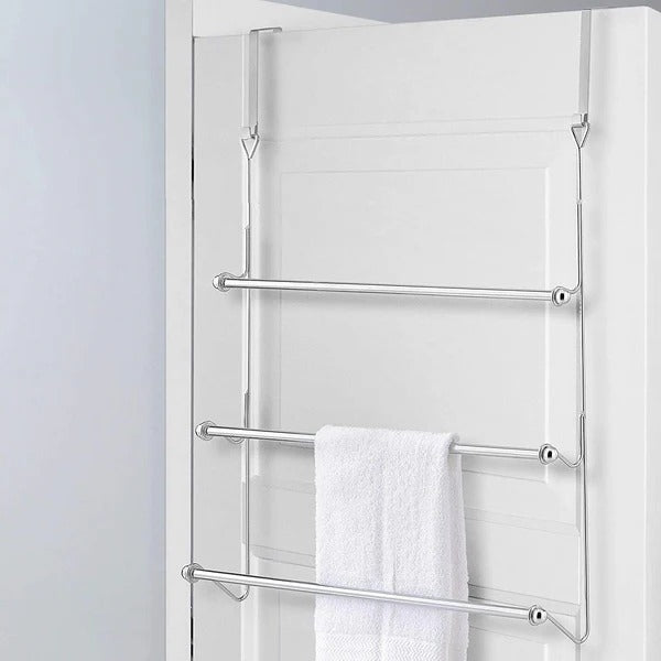 Metal Over Door Towel Rack with Four Bars and No-Drill Installation All Vera Mart