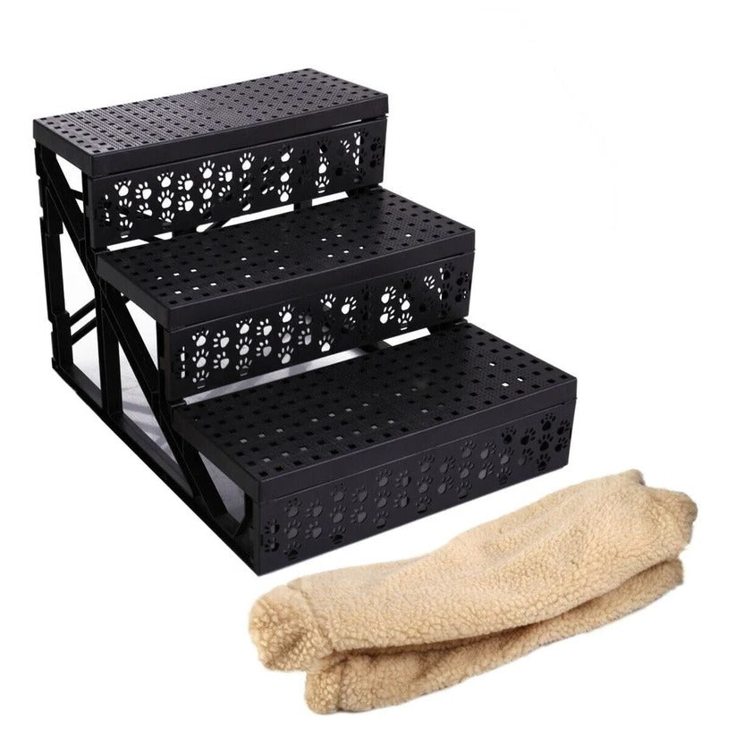 Pet Stairs with Removable Fleece Cover and Non-Slip Surface for Small Dogs All Vera Mart