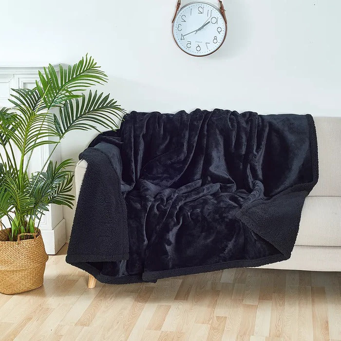 Reversible Blanket with Soft Plush Layer and Protective Backing, Machine Washable All Vera Mart