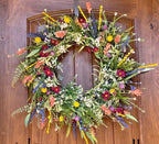 Decorative Wildflower Wreath with Layered Foliage and Built-In Hanging Loop, 19-22 Inches All Vera Mart