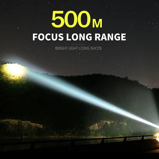 Rechargeable LED Flashlight with 12,000 Lumens and 550 Meter Beam, IP65 Rated All Vera Mart