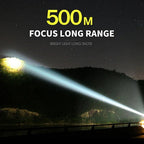 Rechargeable LED Flashlight with 12,000 Lumens and 550 Meter Beam, IP65 Rated All Vera Mart