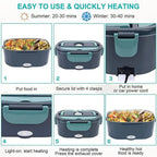 Electric Heated Lunch Box with Dual Power and Adjustable Temperature, Insulated Bag All Vera Mart