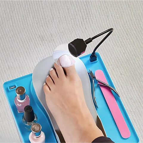 Nail Grooming Footrest with LED Magnifier and Drying Fan, Foldable Storage All Vera Mart