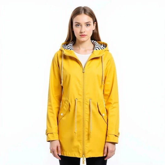 Women's Full Length Raincoat with Adjustable Hood and Breathable Lining All Vera Mart