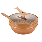 Multipurpose Wok with Micropressure Sealing and Steamer Basket for Gas and Induction Cooktops All Vera Mart
