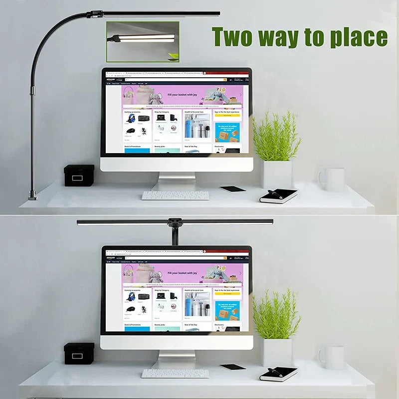 Dual Head LED Desk Lamp with Adjustable Arms and Touch Control, 2700K-6000K All Vera Mart