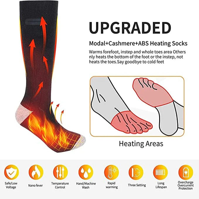 Rechargeable Heated Socks with 3-Level Temperature Control and 8-Hour Battery All Vera Mart