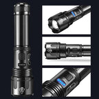 Rechargeable LED Flashlight with 12,000 Lumens and 550 Meter Beam, IP65 Rated All Vera Mart