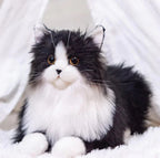 Handcrafted Plush Cat with Black and White Markings, Lifelike Resting Pose All Vera Mart
