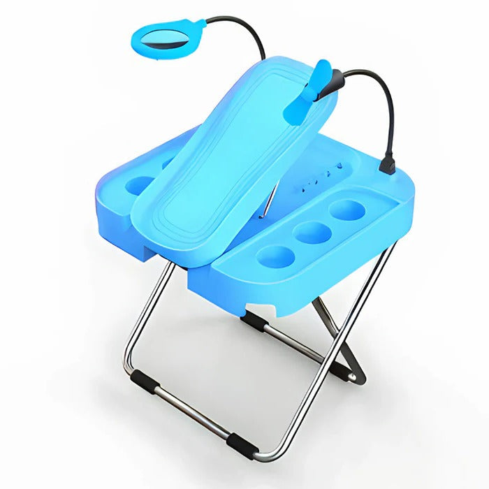 Nail Grooming Footrest with LED Magnifier and Drying Fan, Foldable Storage All Vera Mart