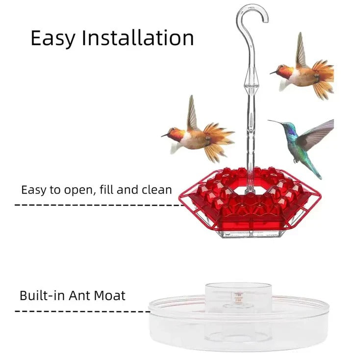 Hummingbird Feeder with Water Moat and 30 Feeding Ports, 12oz Capacity All Vera Mart