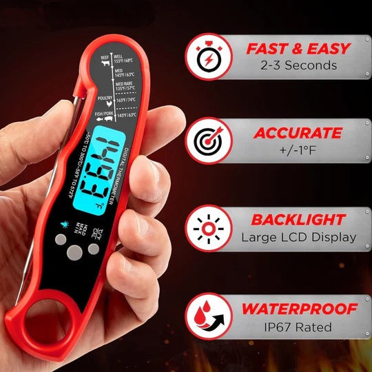 Digital Meat Thermometer with Backlit Display and 2-Second Response Time All Vera Mart