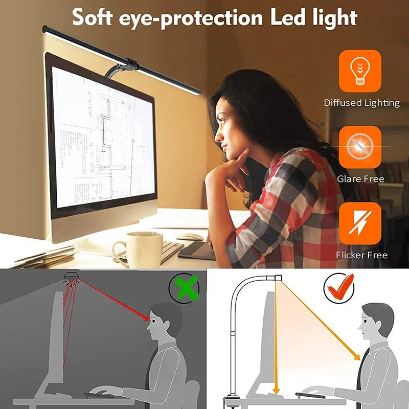 Dual Head LED Desk Lamp with Adjustable Arms and Touch Control, 2700K-6000K All Vera Mart