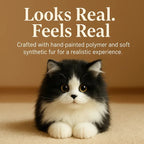 Handcrafted Plush Cat with Black and White Markings, Lifelike Resting Pose All Vera Mart
