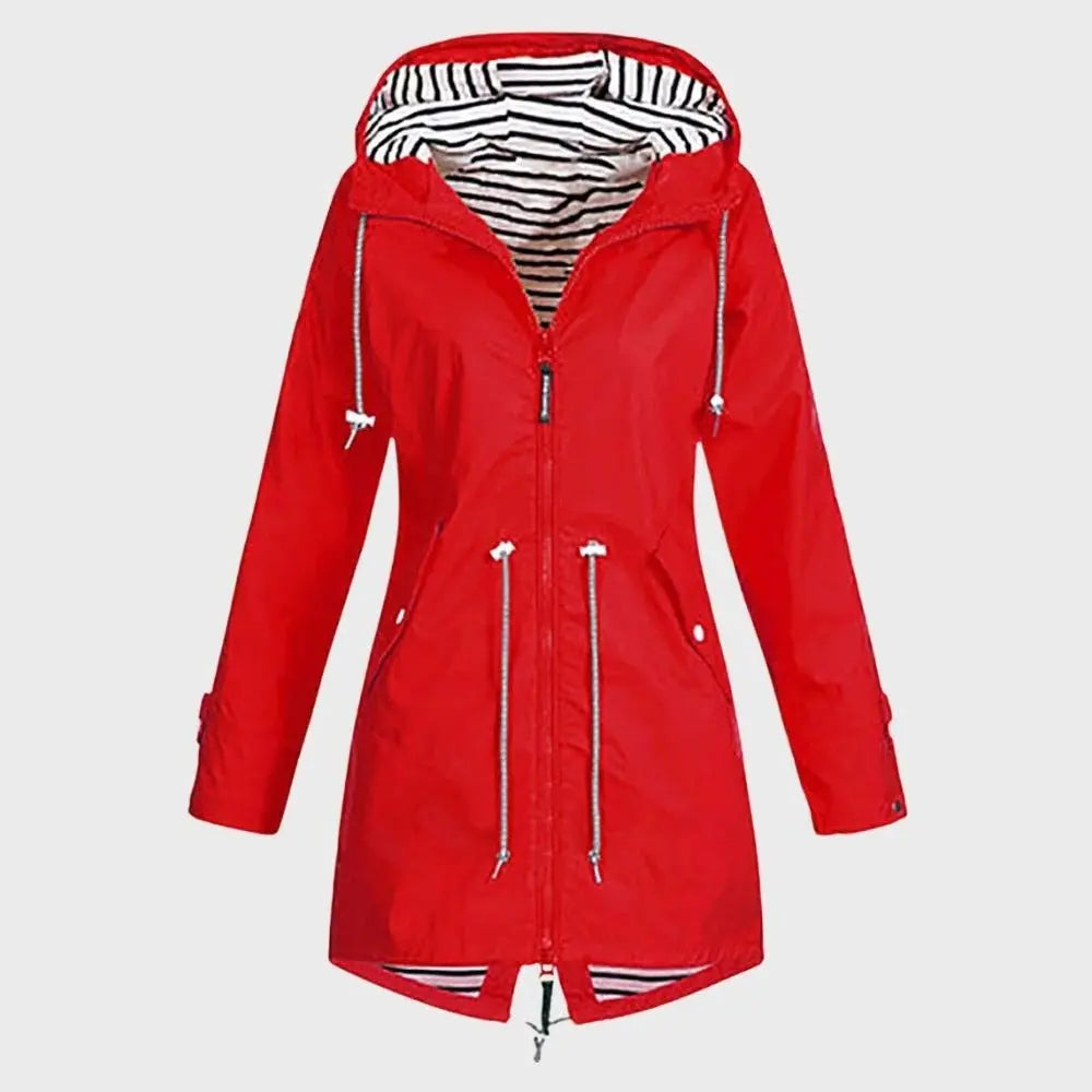 Waterproof Long Raincoat with Adjustable Hood and Breathable Lining, Tailored Fit All Vera Mart