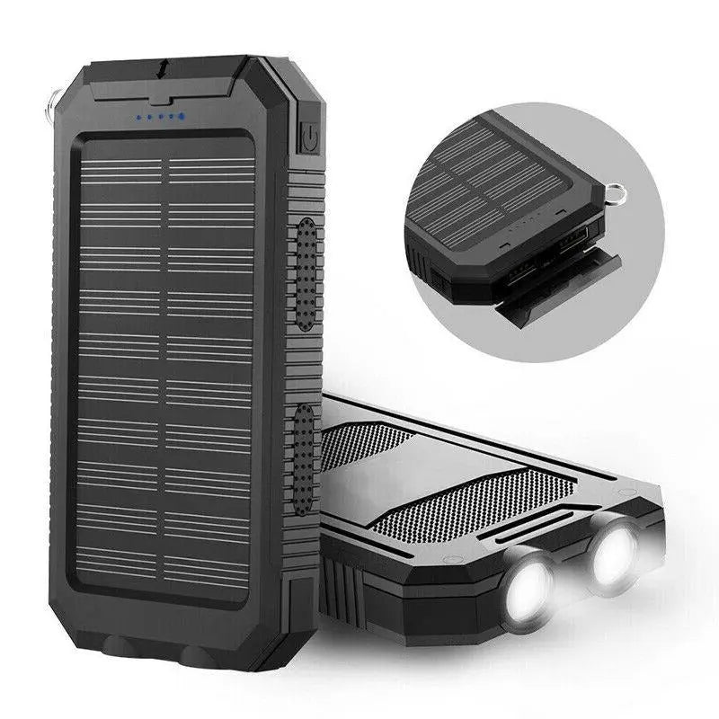 Solar Power Bank with 10000mAh Capacity and Dual USB Ports, Splash Resistant All Vera Mart