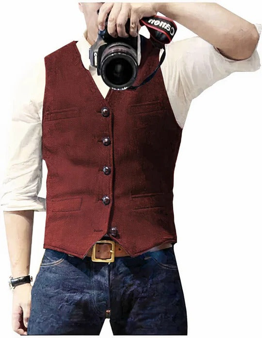 Men's Sleeveless Gilet with Open Front and Regular Fit All Vera Mart