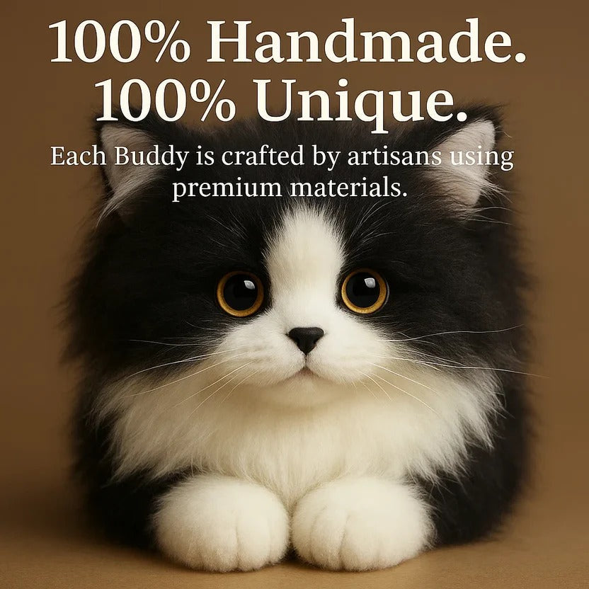 Handcrafted Plush Cat with Black and White Markings, Lifelike Resting Pose All Vera Mart