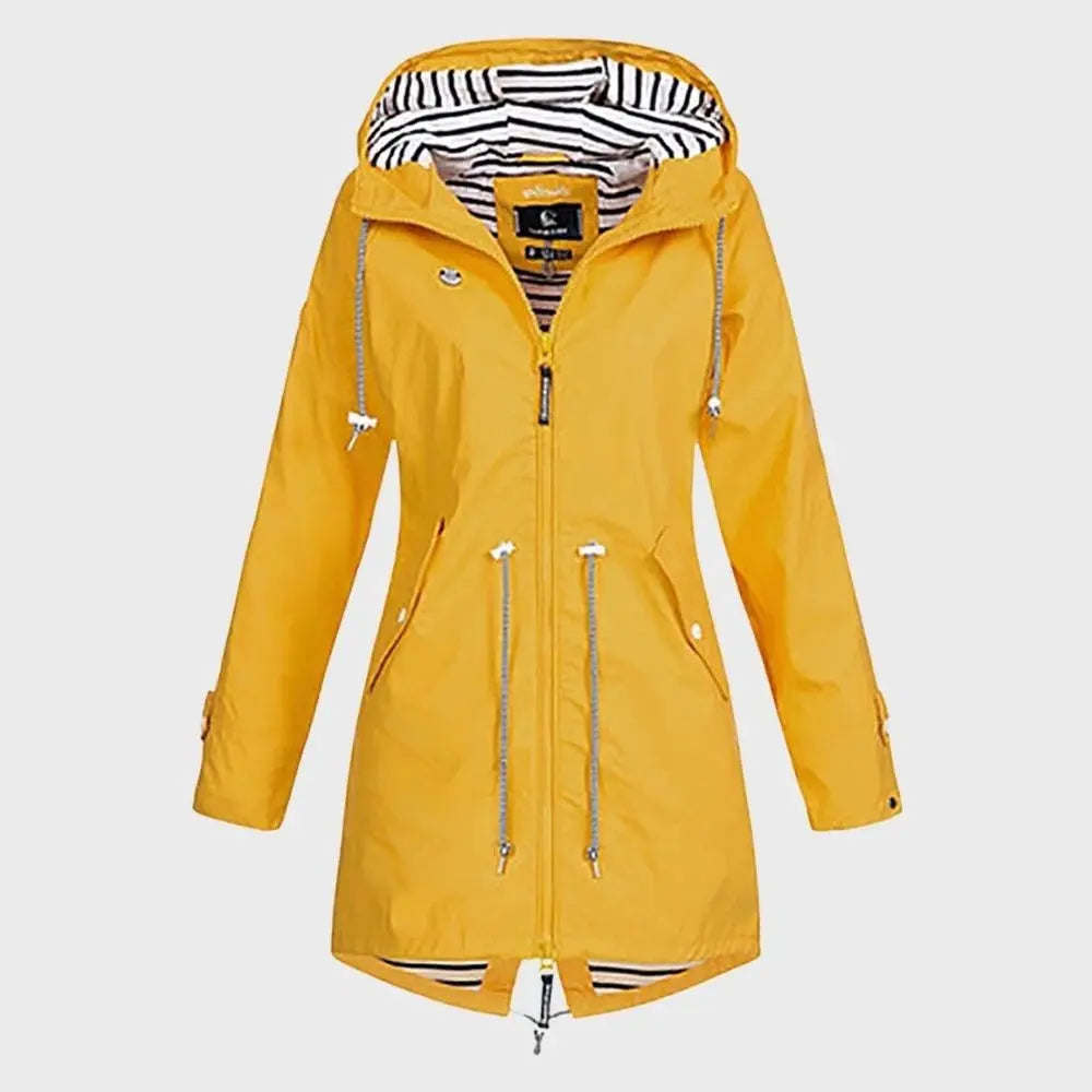 Waterproof Long Raincoat with Adjustable Hood and Breathable Lining, Tailored Fit All Vera Mart