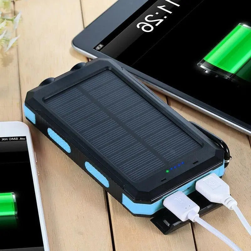 Solar Power Bank with 10000mAh Capacity and Dual USB Ports, Splash Resistant All Vera Mart