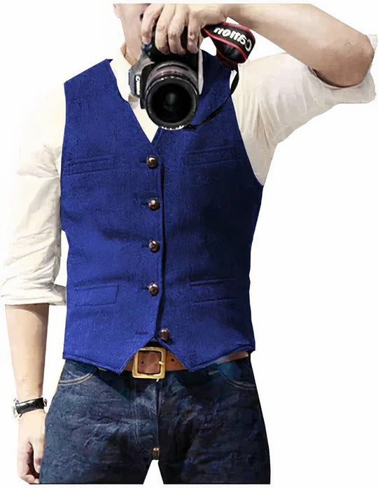 Men's Sleeveless Gilet with Open Front and Regular Fit All Vera Mart