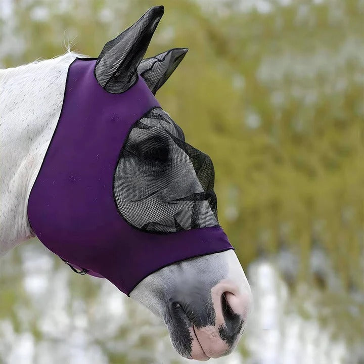 Elastic Mesh Fly Mask for Horses with Full Face Coverage and UV Protection All Vera Mart